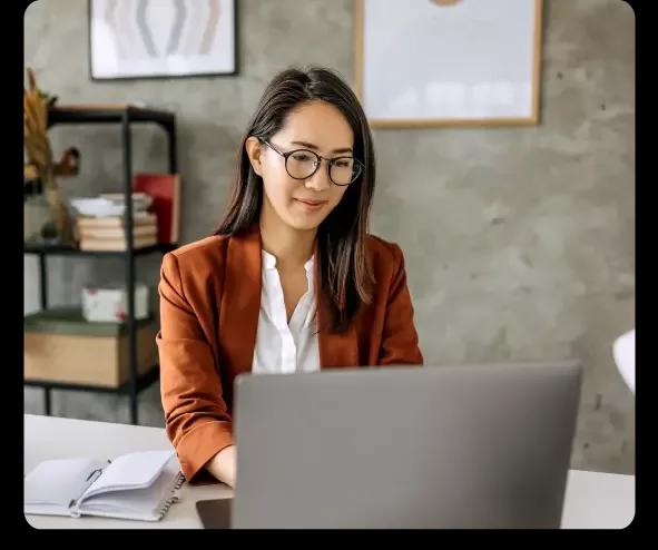 Woman researching open API.