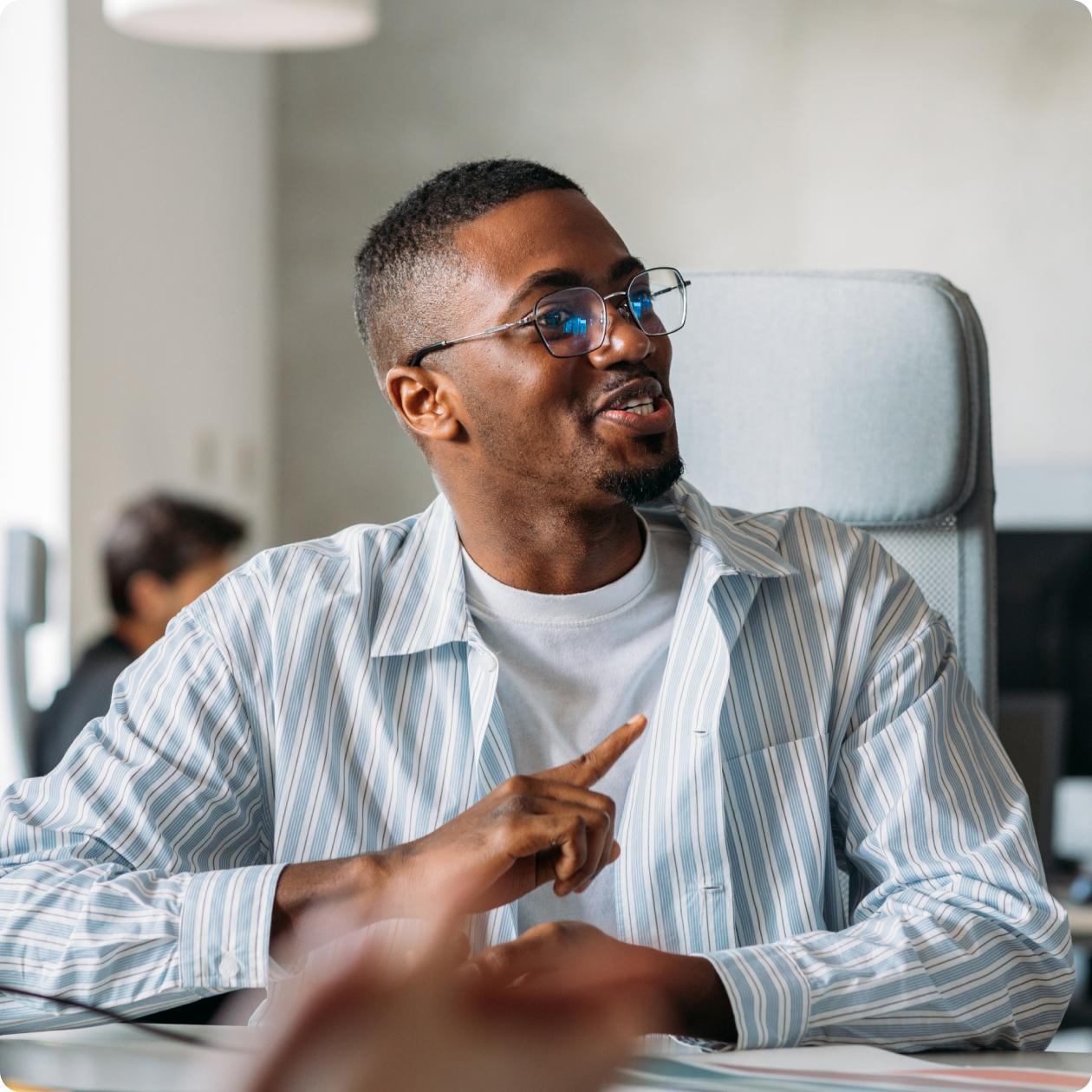 Man employing actionable insights and performance analysis