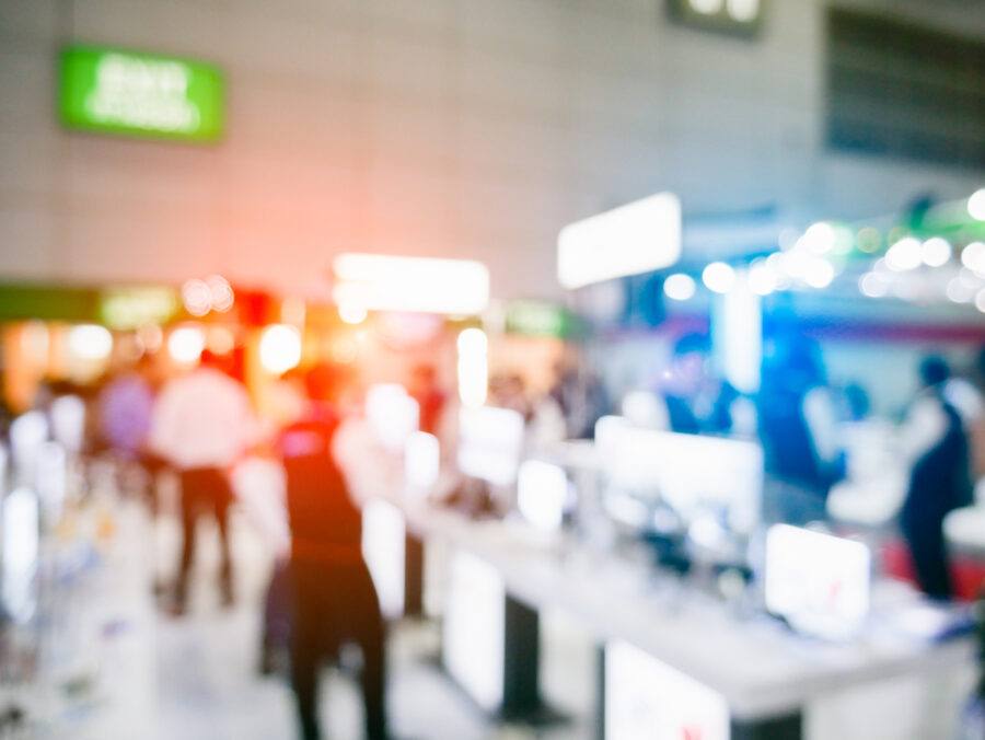 Blurry shot of a busy trade show event