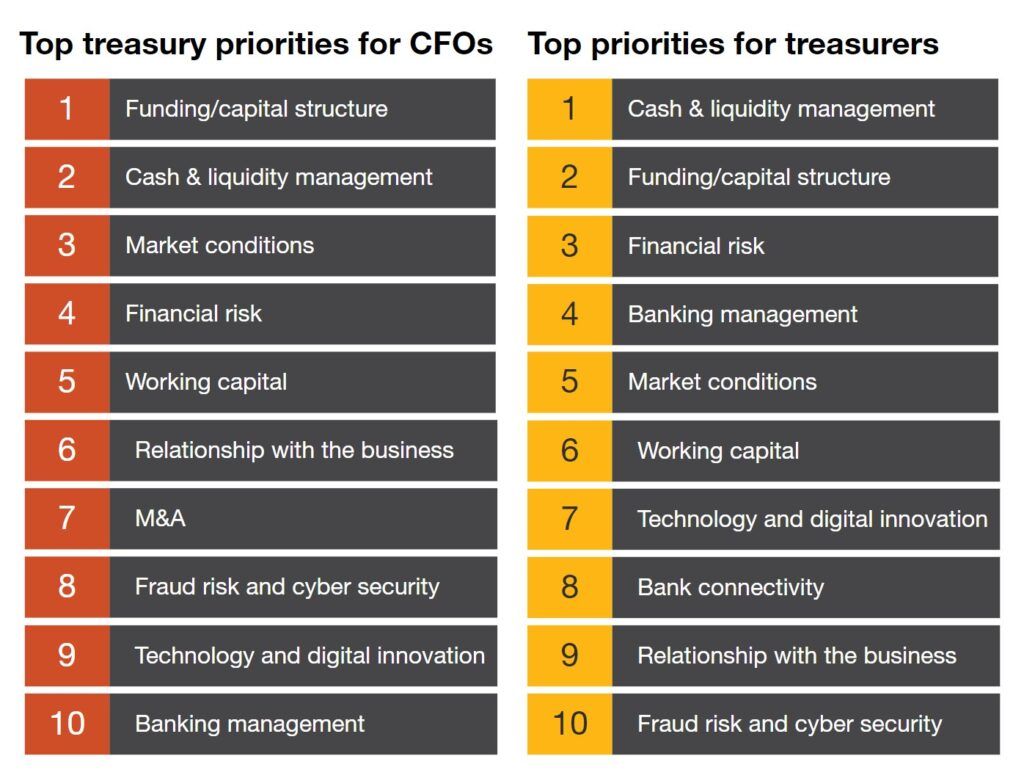 Liquidity and cash management remains a topic priority for both CFOs and treasurers